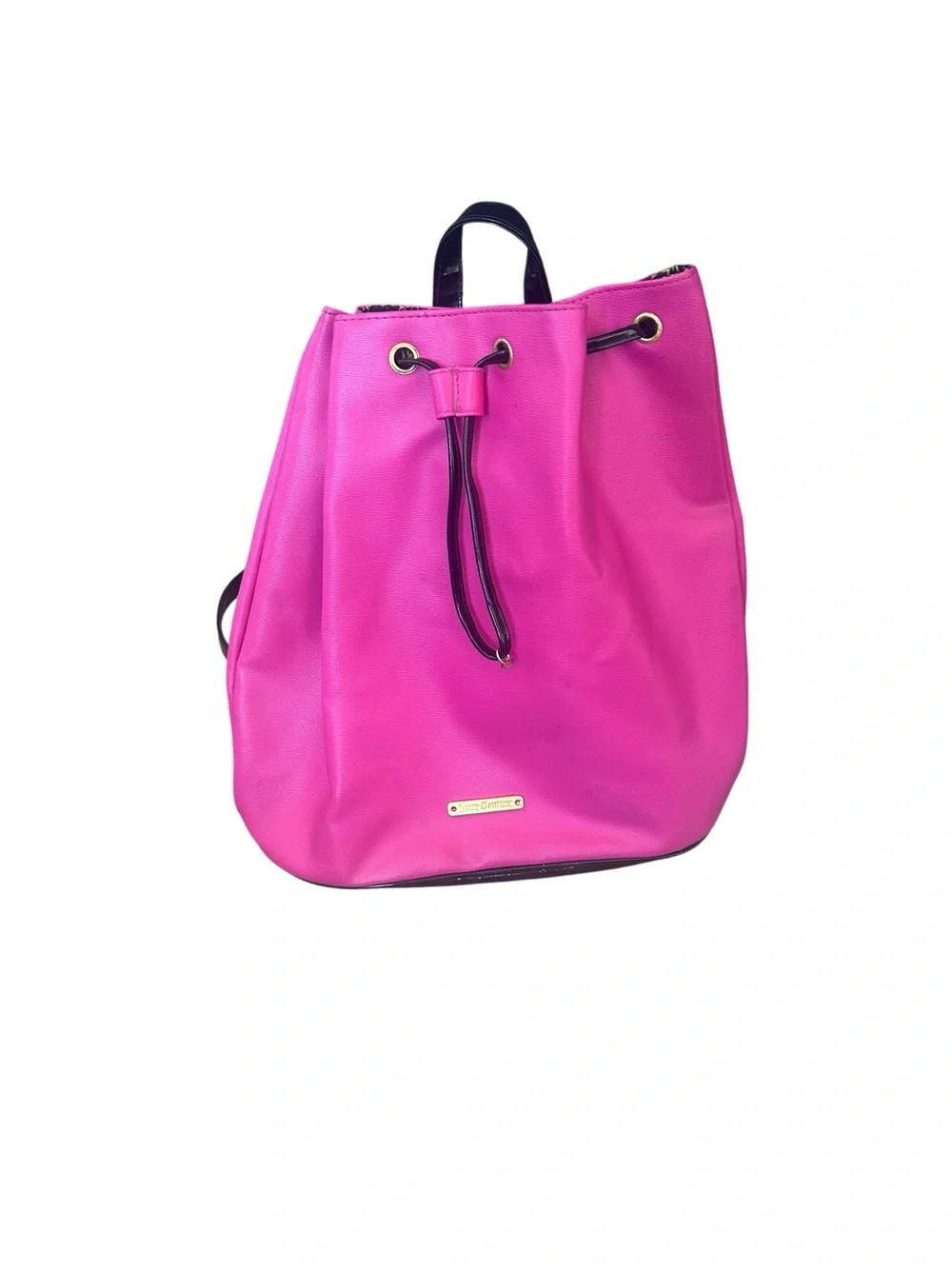 Juicy Couture Vibrant Pink Drawstring Backpack with Gold Accents